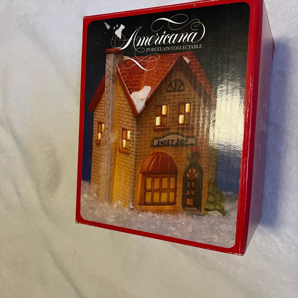 Porcelain Collectible Holiday House - Red and White